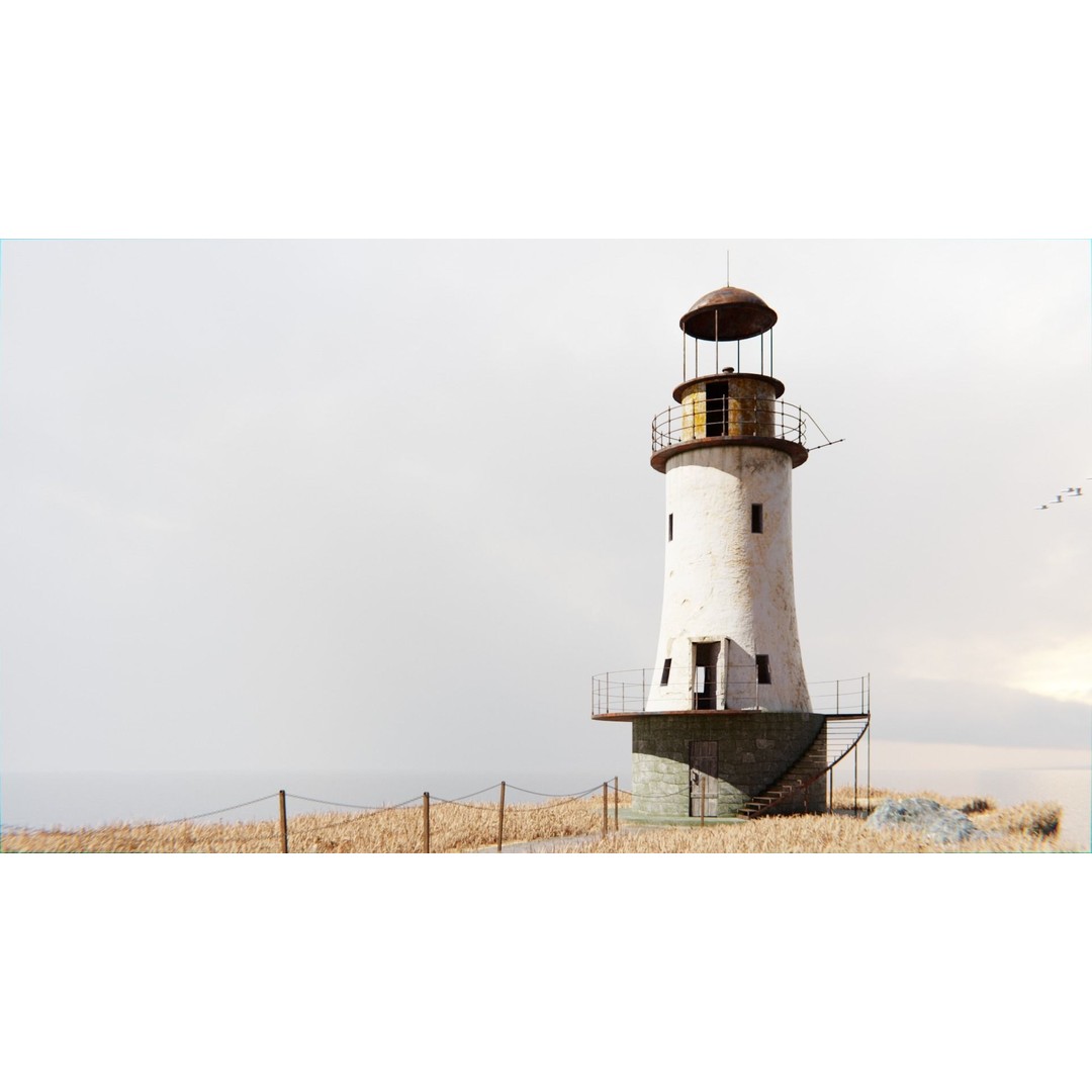 Old Lighthouse 3D Model – High Poly PBR Scene, Blender, FBX, OBJ - View 6