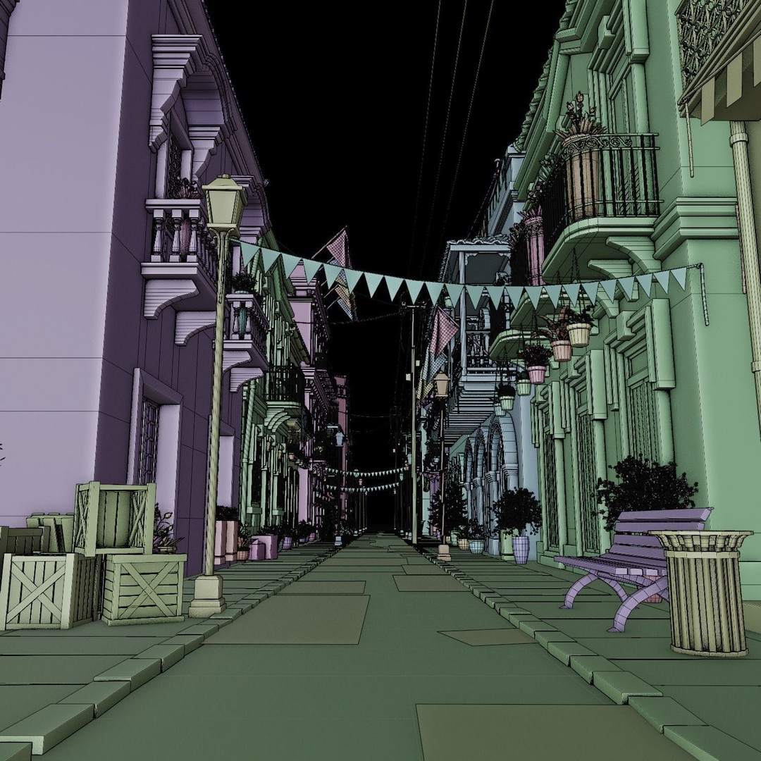 South American Scene 3D Model – Low Poly Cityscape, PBR Textures, FBX