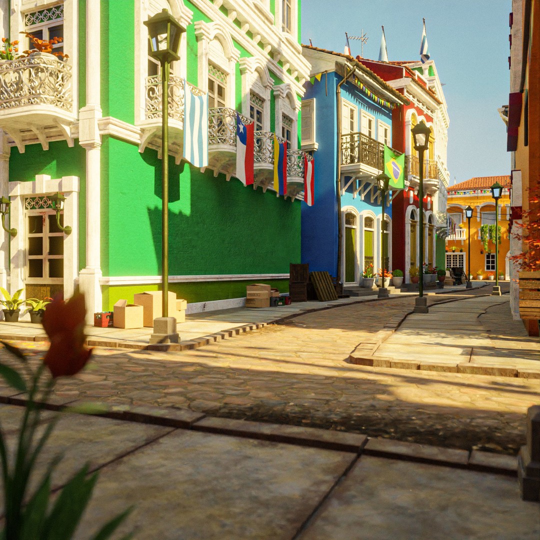 South American Scene 3D Model – Low Poly Cityscape, PBR Textures, FBX - View 12