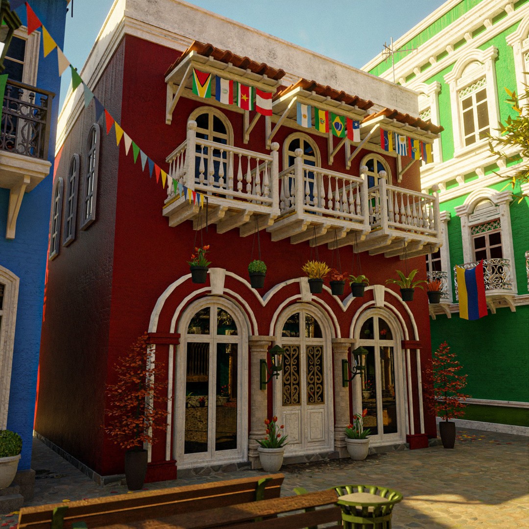 South American Scene 3D Model – Low Poly Cityscape, PBR Textures, FBX - View 21