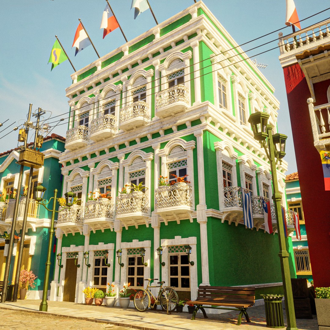 South American Scene 3D Model – Low Poly Cityscape, PBR Textures, FBX - View 22