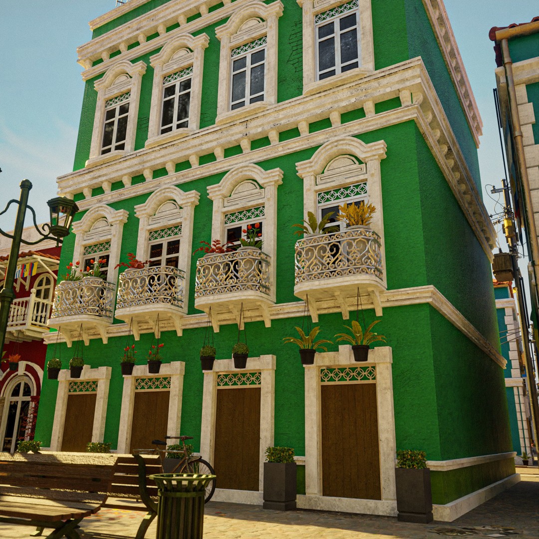 South American Scene 3D Model – Low Poly Cityscape, PBR Textures, FBX - View 23