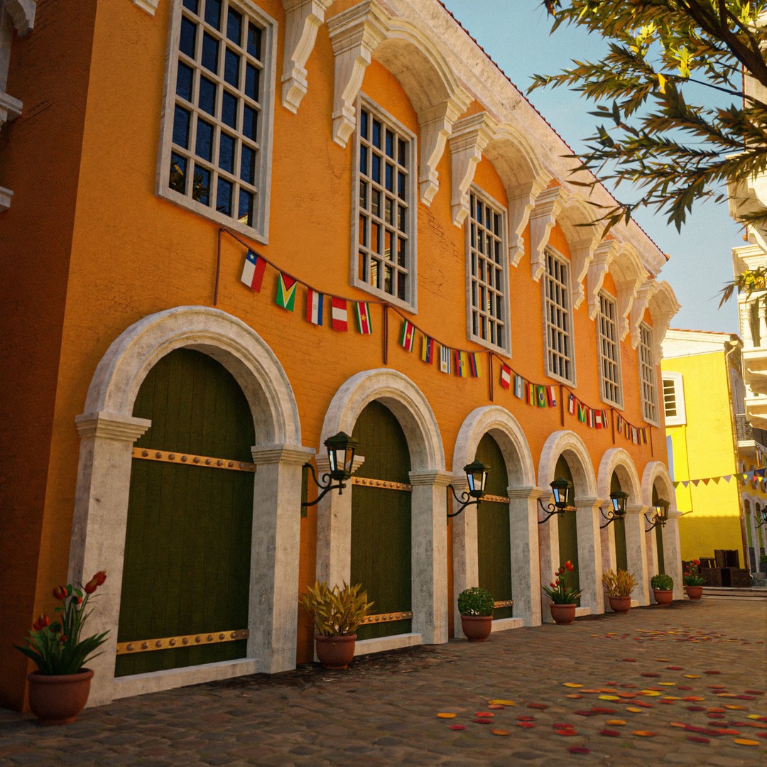 South American Scene 3D Model – Low Poly Cityscape, PBR Textures, FBX - View 25