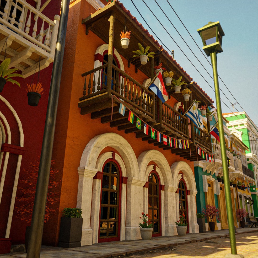 South American Scene 3D Model – Low Poly Cityscape, PBR Textures, FBX - View 27