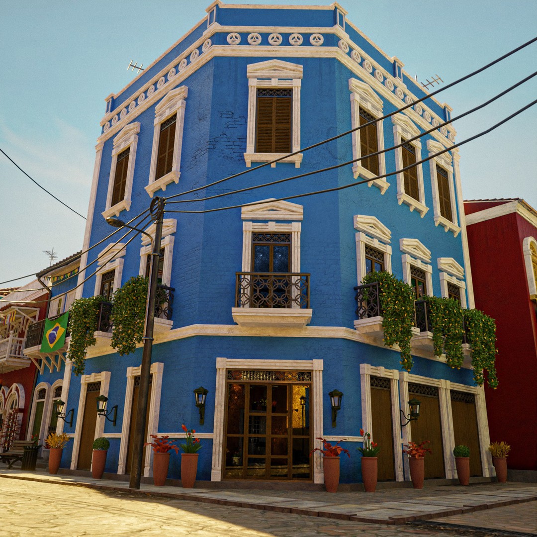 South American Scene 3D Model – Low Poly Cityscape, PBR Textures, FBX - View 28