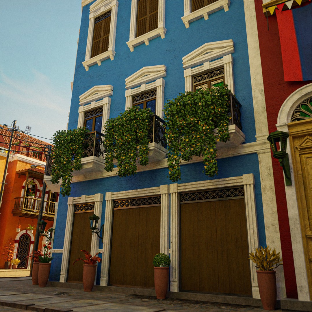 South American Scene 3D Model – Low Poly Cityscape, PBR Textures, FBX - View 29
