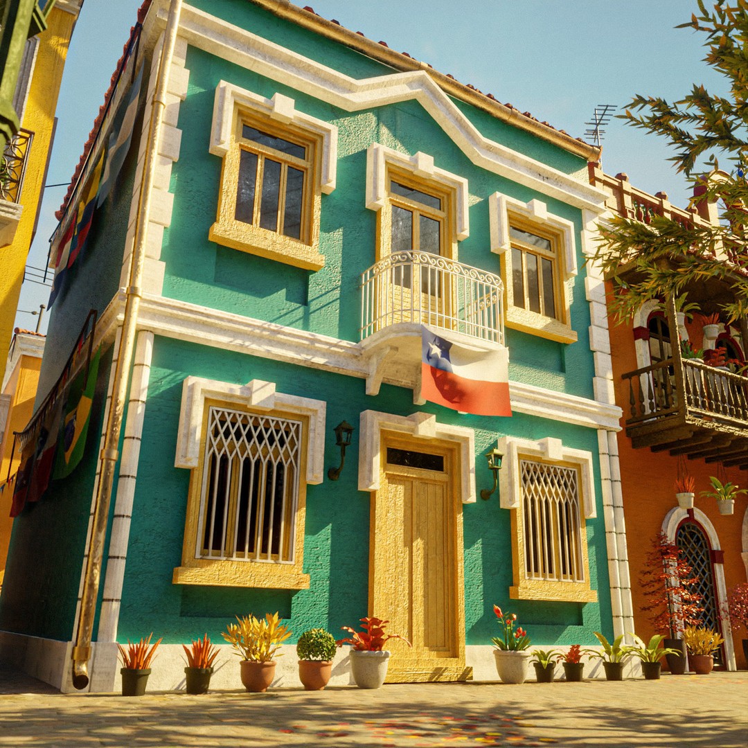 South American Scene 3D Model – Low Poly Cityscape, PBR Textures, FBX - View 30