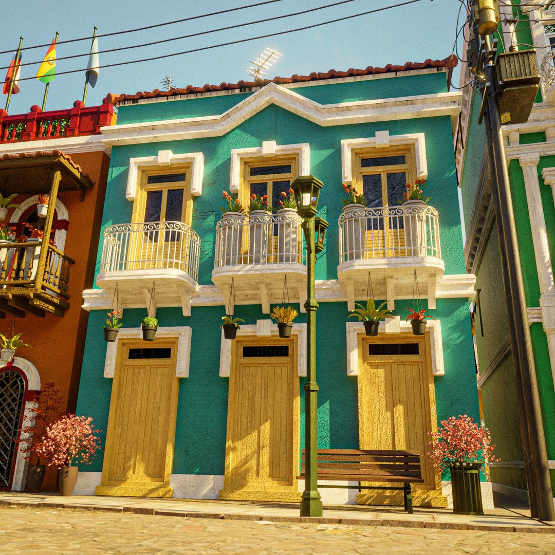 South American Scene 3D Model – Low Poly Cityscape, PBR Textures, FBX - View 31