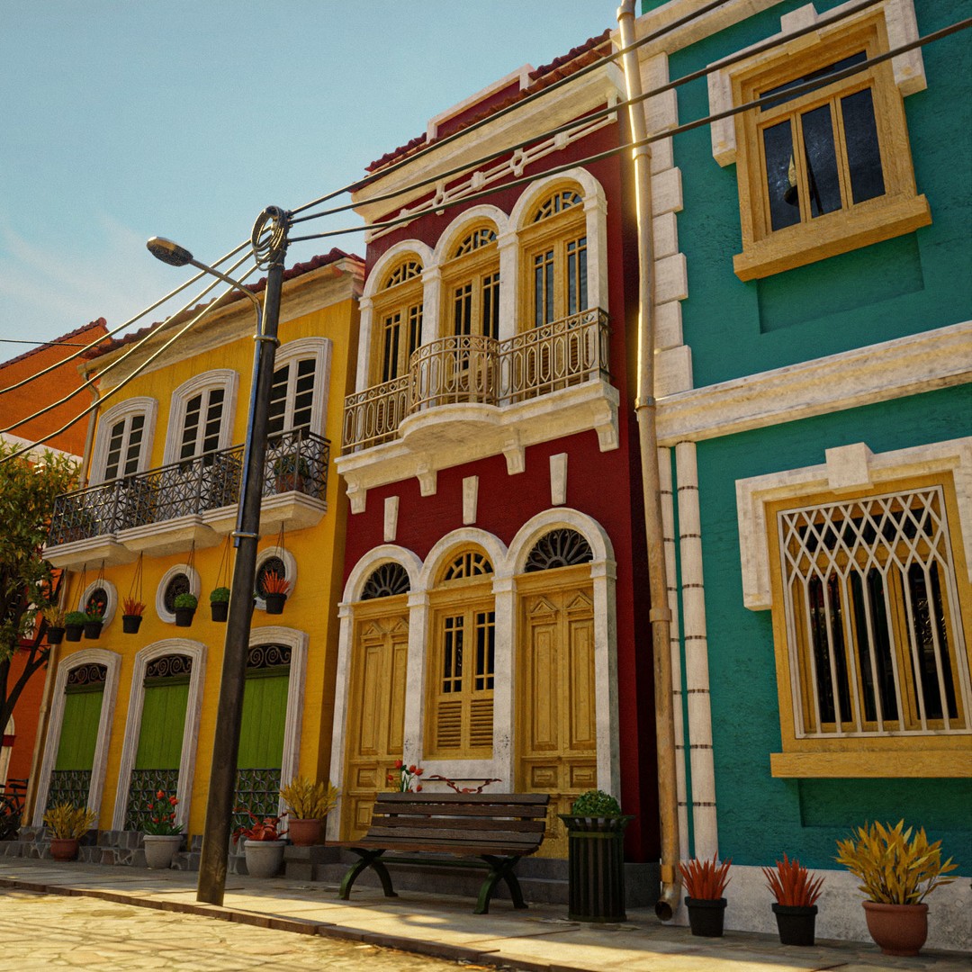 South American Scene 3D Model – Low Poly Cityscape, PBR Textures, FBX - View 32