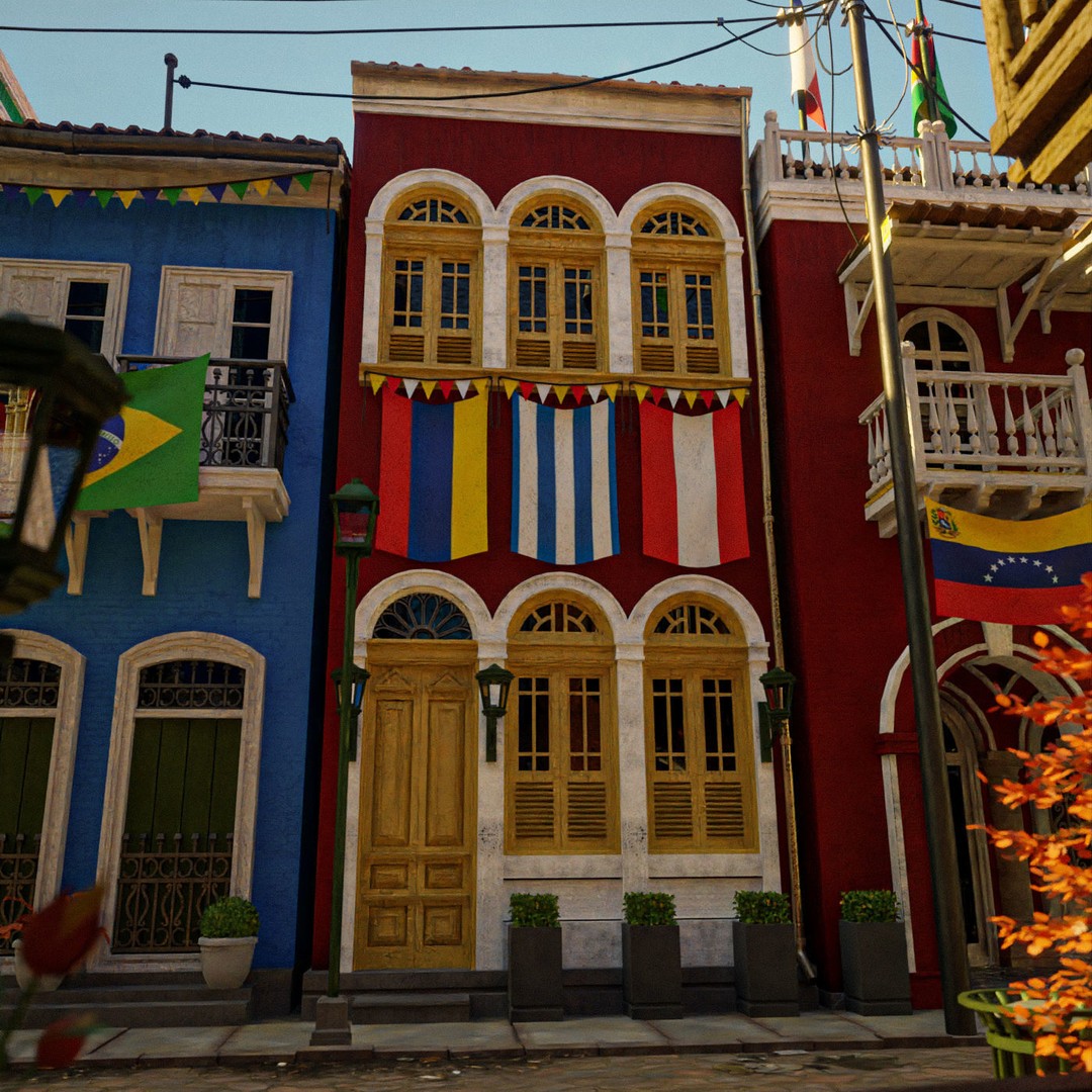South American Scene 3D Model – Low Poly Cityscape, PBR Textures, FBX - View 33