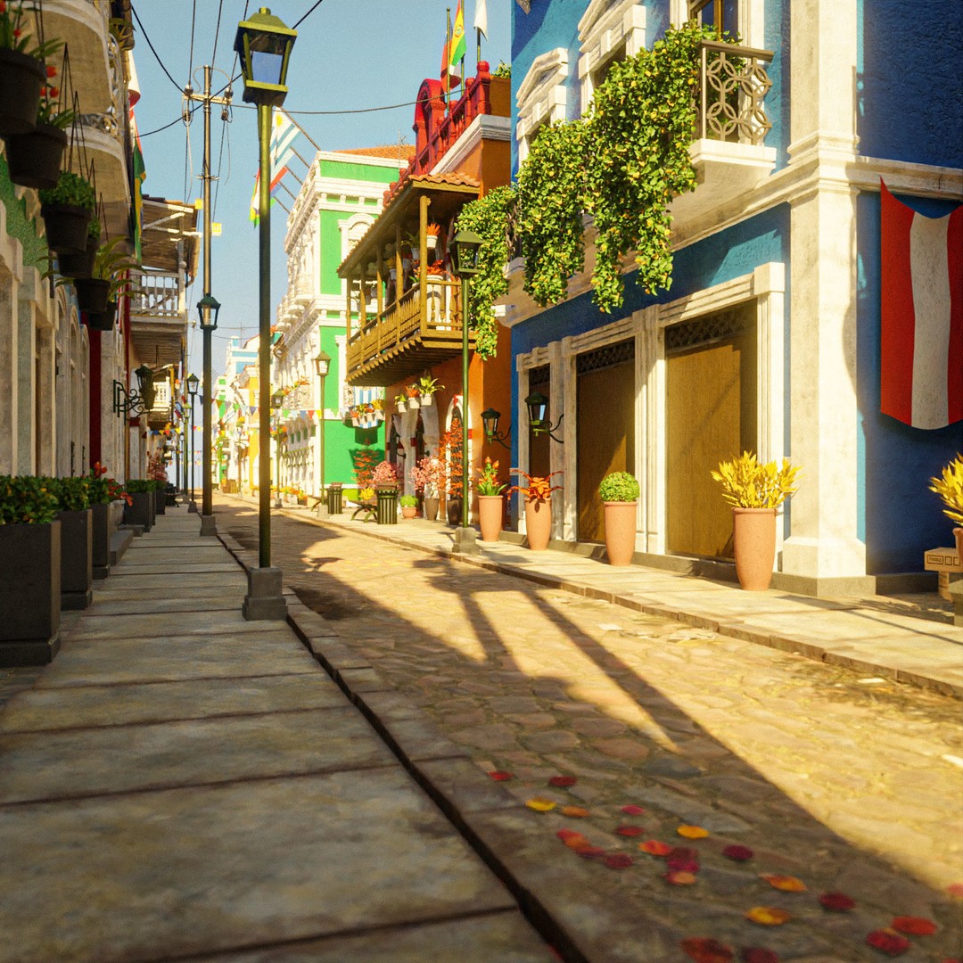 South American Scene 3D Model – Low Poly Cityscape, PBR Textures, FBX - View 5