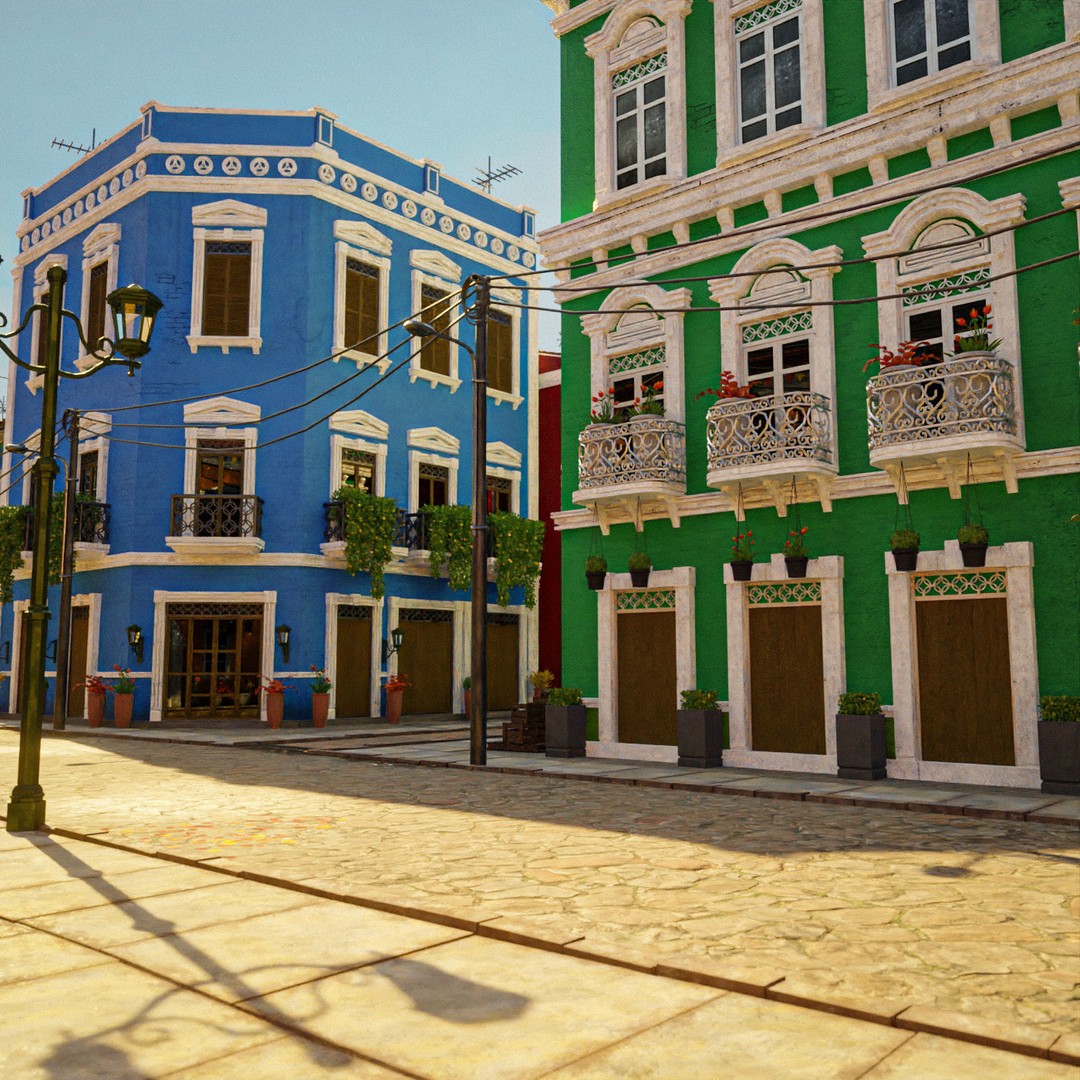 South American Scene 3D Model – Low Poly Cityscape, PBR Textures, FBX - View 8