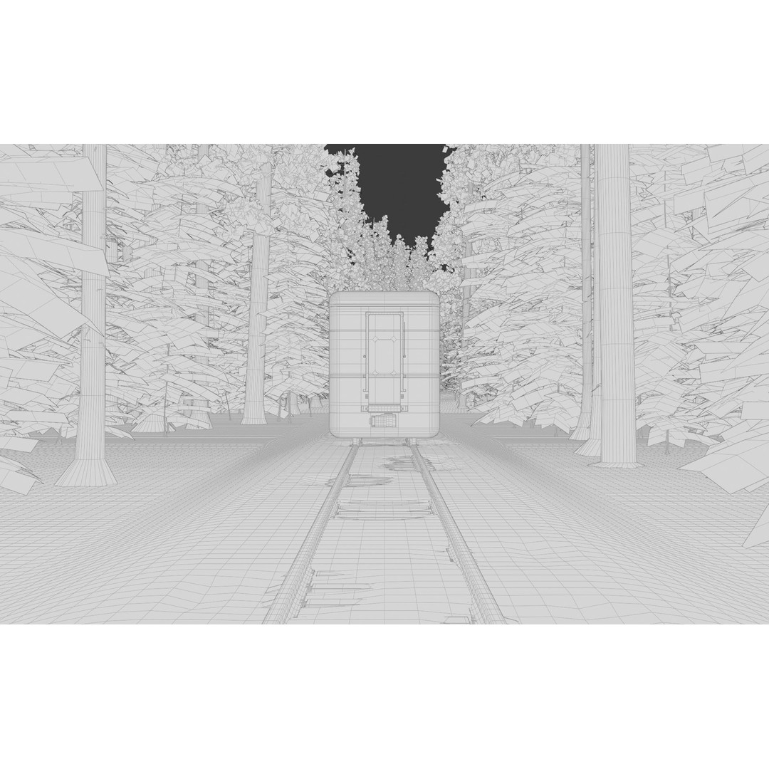 Forest Train 3D Model – High Poly Environment with PBR Textures, Blender