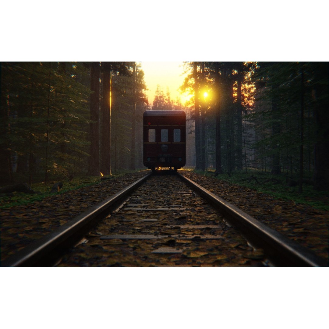 Forest Train 3D Model – High Poly Environment with PBR Textures, Blender - View 6