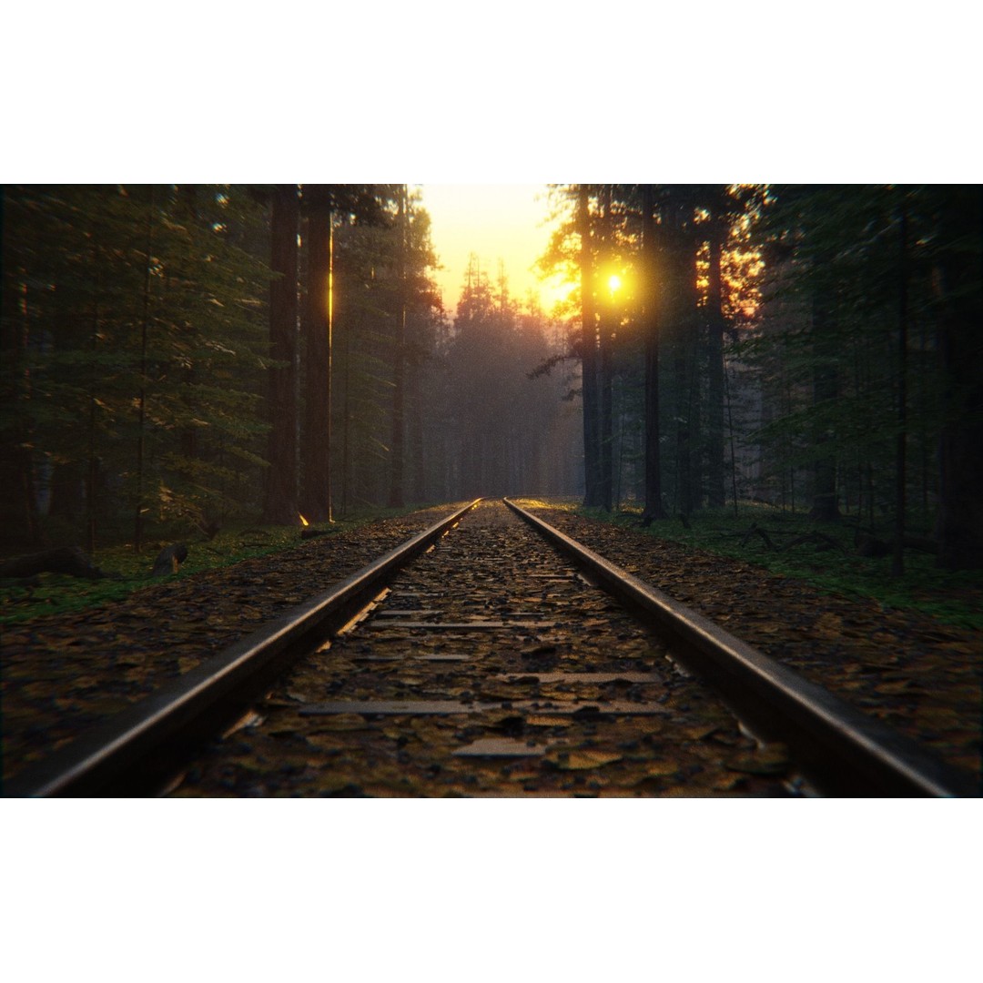 Forest Train 3D Model – High Poly Environment with PBR Textures, Blender - View 7
