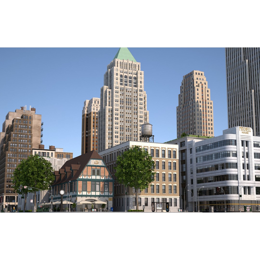 City KC7 3D Model – Art Deco Low Poly Modular City Blocks - View 19