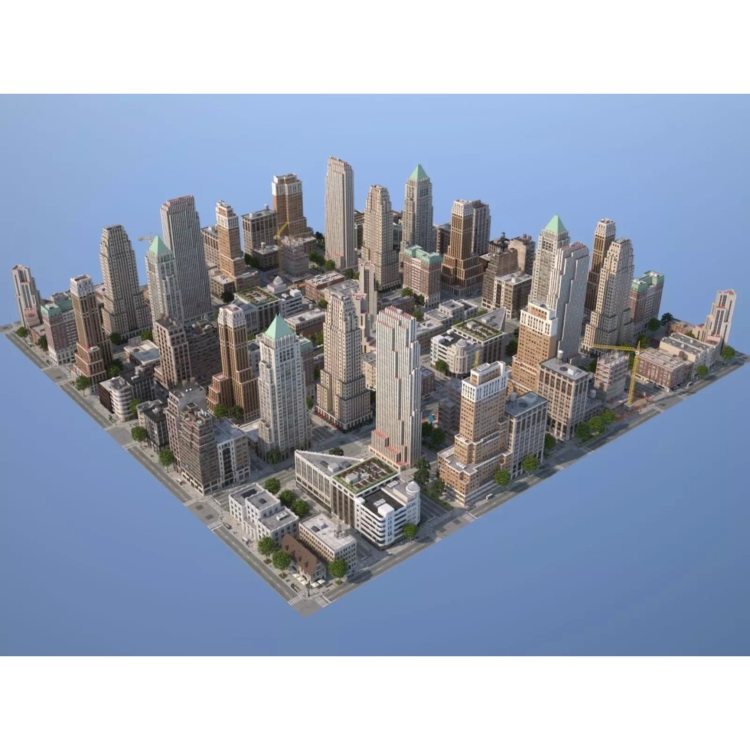City KC7 3D Model – Art Deco Low Poly Modular City Blocks - View 2