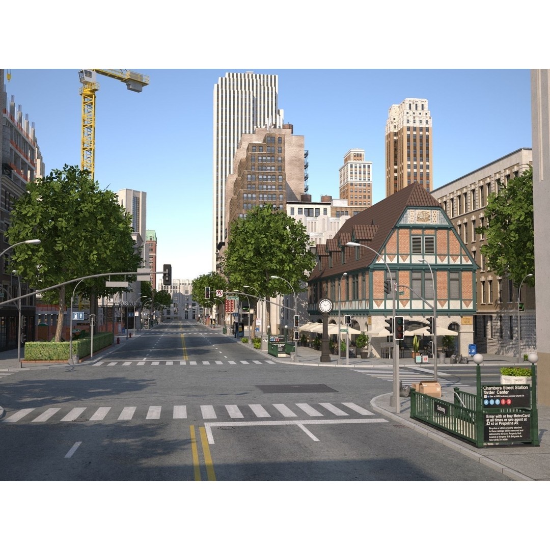 City KC7 3D Model – Art Deco Low Poly Modular City Blocks - View 22