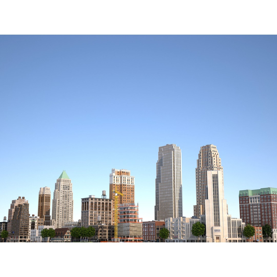 City KC7 3D Model – Art Deco Low Poly Modular City Blocks - View 29