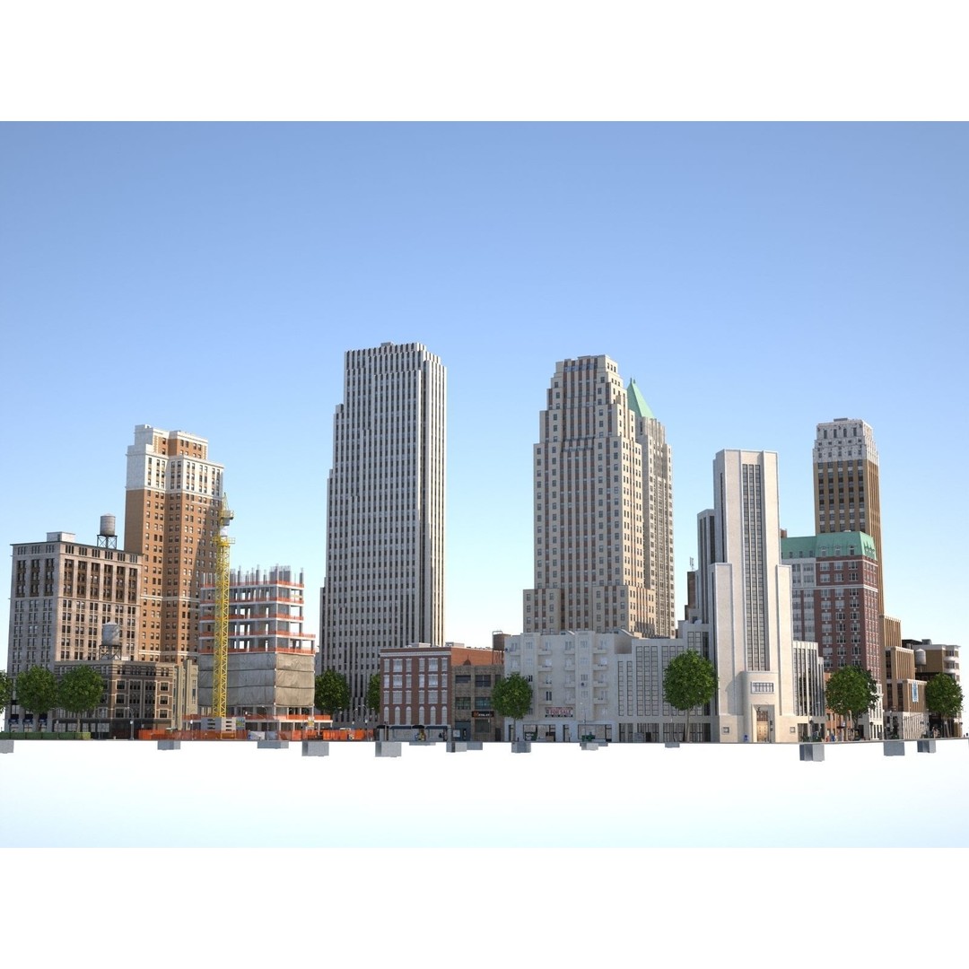 City KC7 3D Model – Art Deco Low Poly Modular City Blocks - View 31