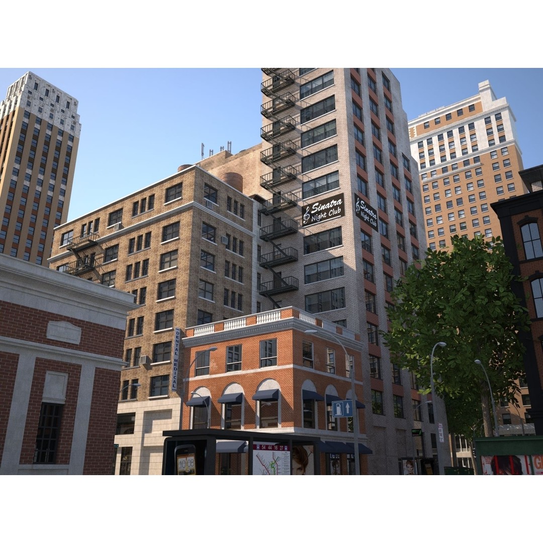 City KC7 3D Model – Art Deco Low Poly Modular City Blocks - View 4
