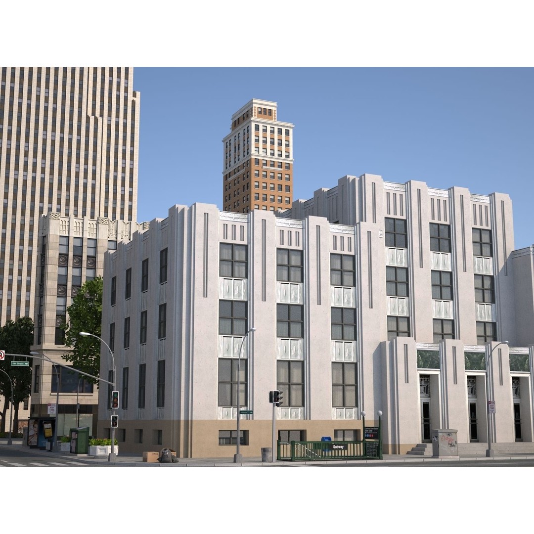 City KC7 3D Model – Art Deco Low Poly Modular City Blocks - View 42