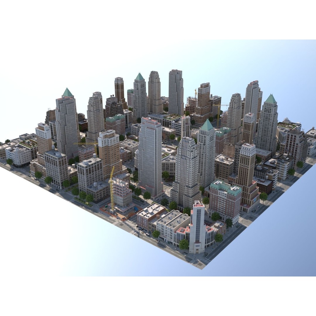 City KC7 3D Model – Art Deco Low Poly Modular City Blocks - View 45