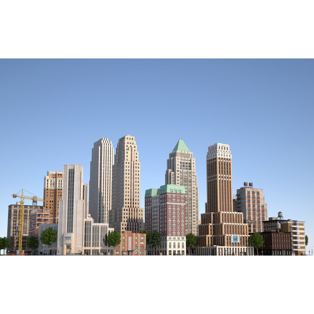 City KC7 3D Model – Art Deco Low Poly Modular City Blocks - View 46