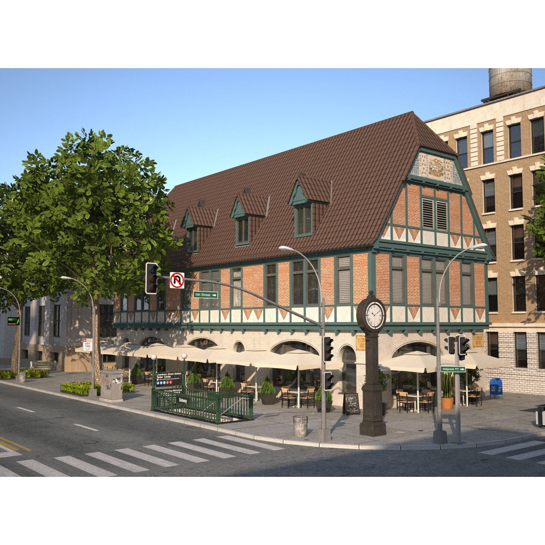 City KC7 3D Model – Art Deco Low Poly Modular City Blocks - View 5