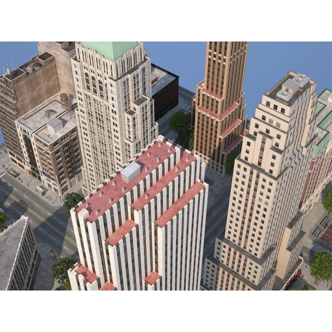 City KC7 3D Model – Art Deco Low Poly Modular City Blocks - View 50