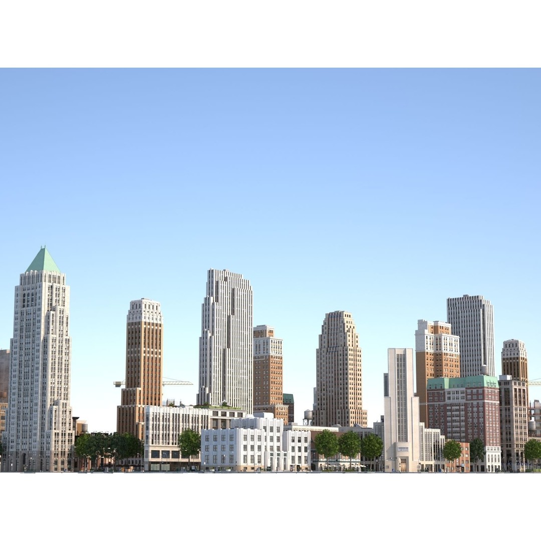 City KC7 3D Model – Art Deco Low Poly Modular City Blocks - View 51
