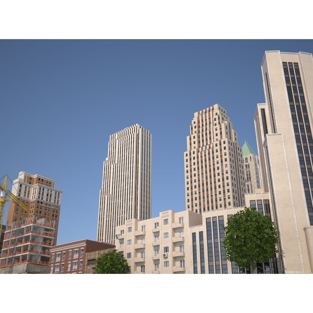 City KC7 3D Model – Art Deco Low Poly Modular City Blocks - View 52