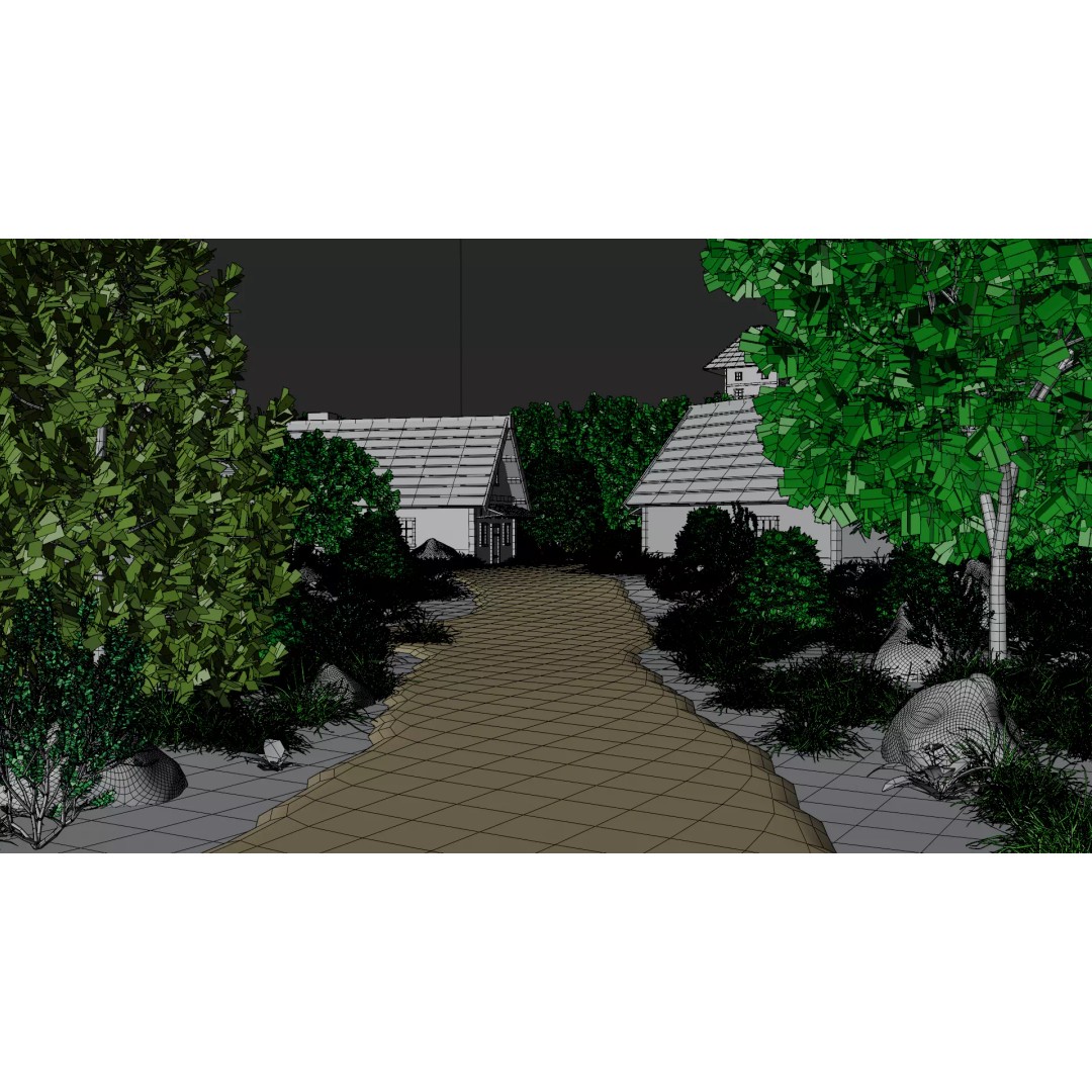 Village Landscape 3D Model – PBR Environment Scene for Blender