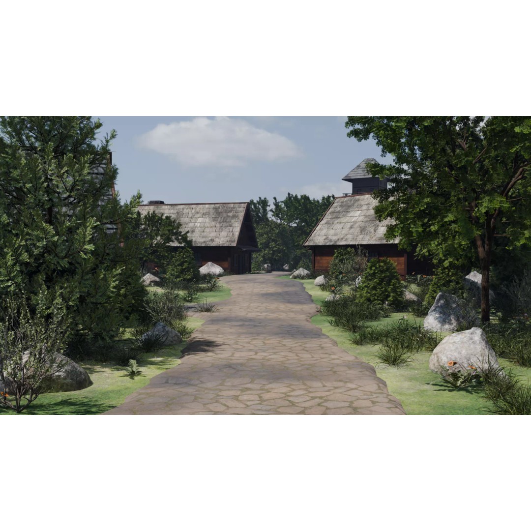 Village Landscape 3D Model – PBR Environment Scene for Blender - View 14