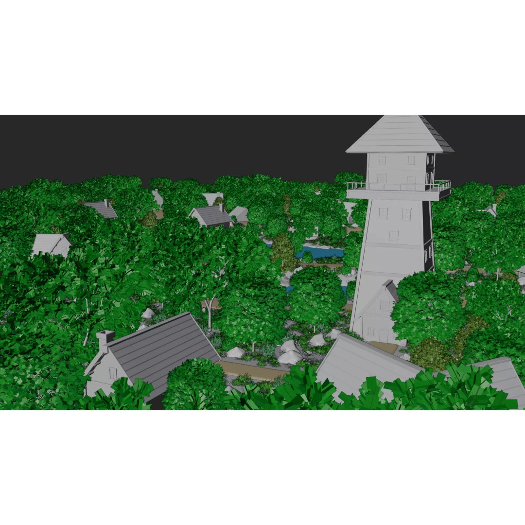 Village Landscape 3D Model – PBR Environment Scene for Blender - View 16