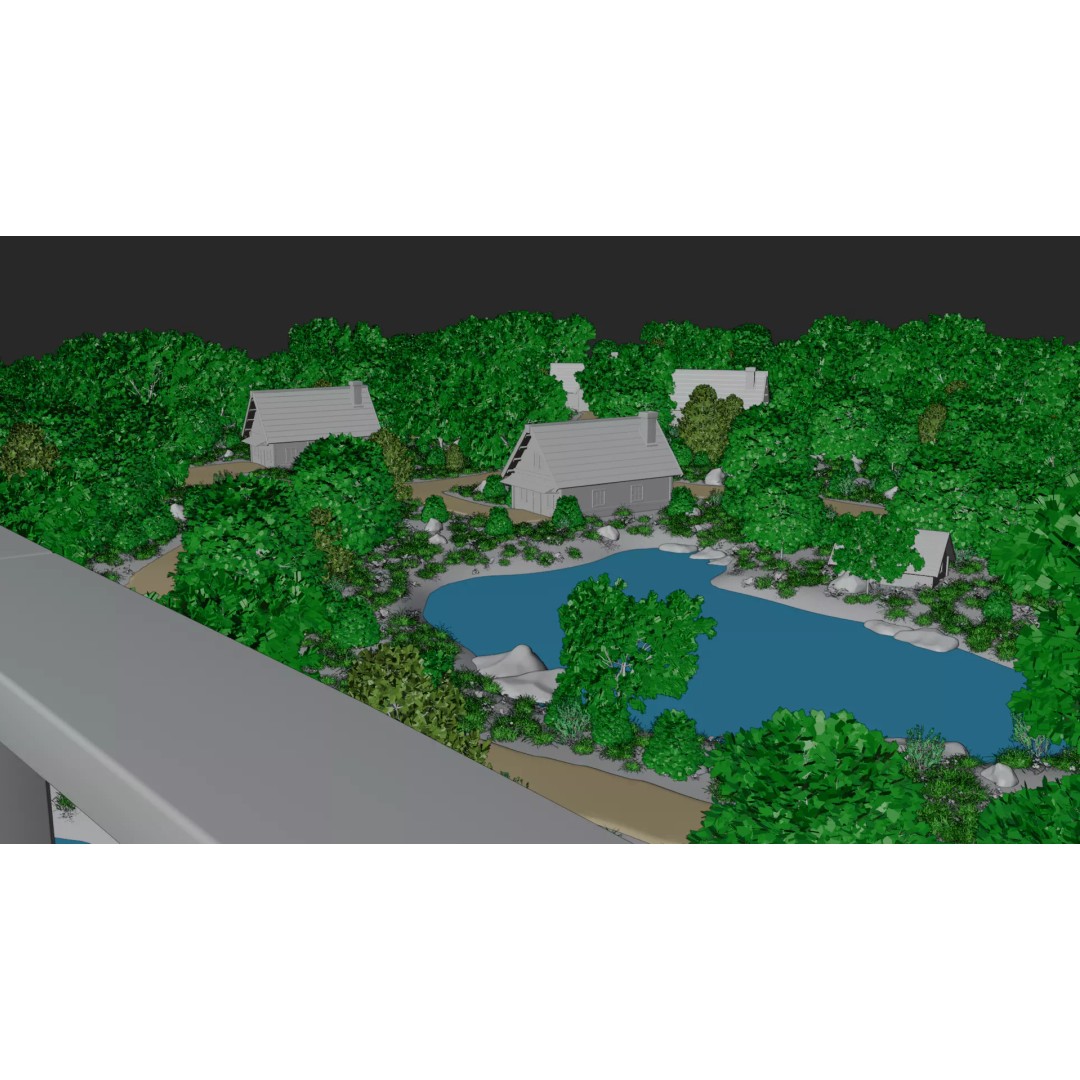 Village Landscape 3D Model – PBR Environment Scene for Blender - View 17