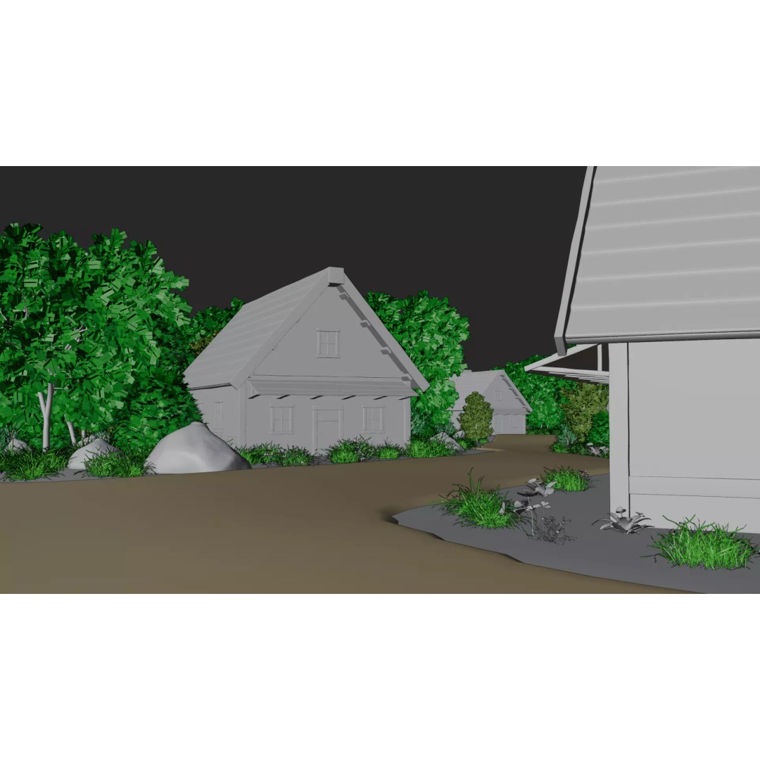 Village Landscape 3D Model – PBR Environment Scene for Blender - View 21