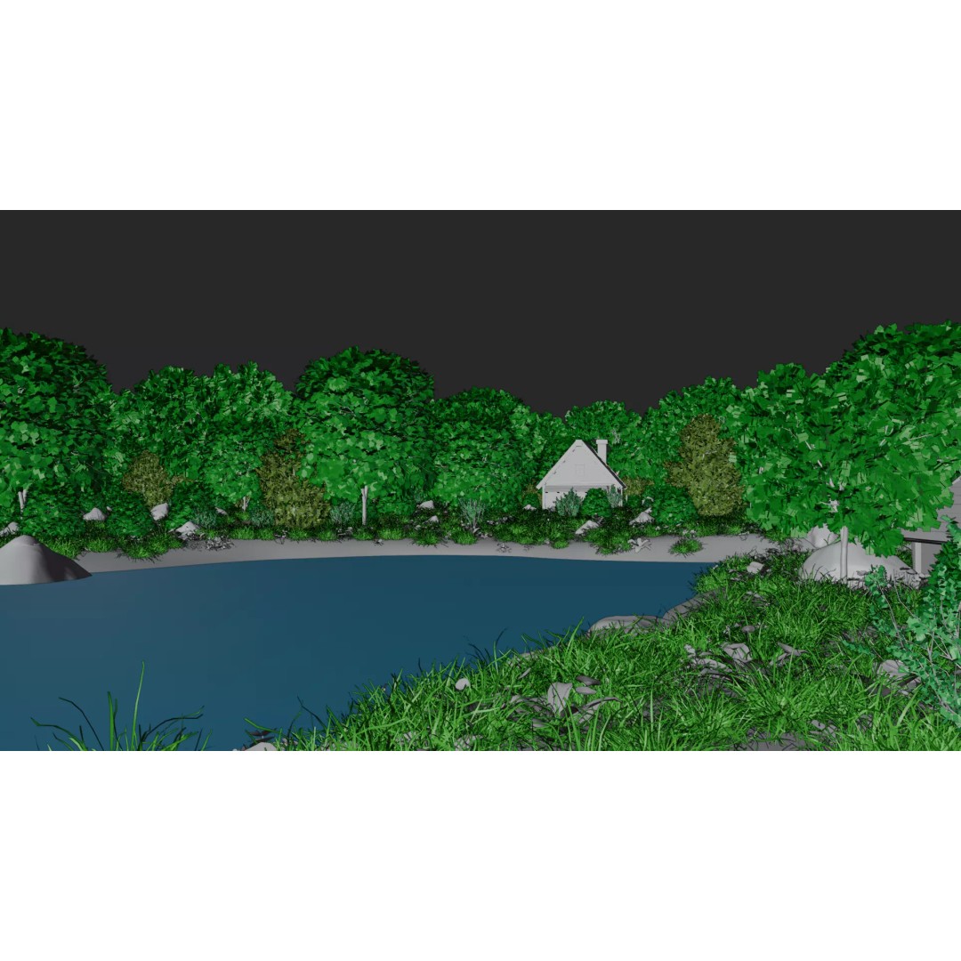 Village Landscape 3D Model – PBR Environment Scene for Blender - View 26