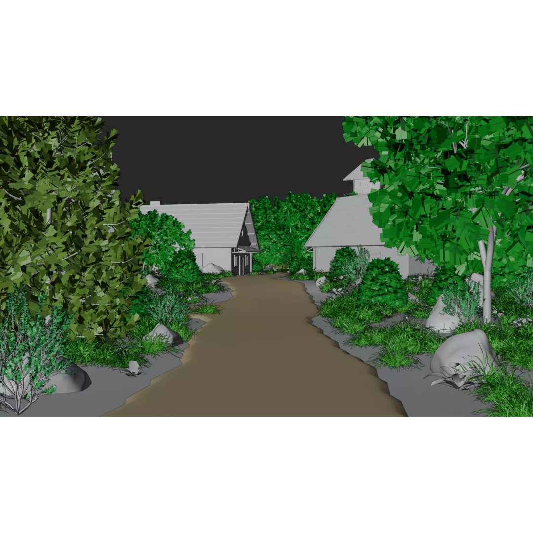 Village Landscape 3D Model – PBR Environment Scene for Blender - View 27