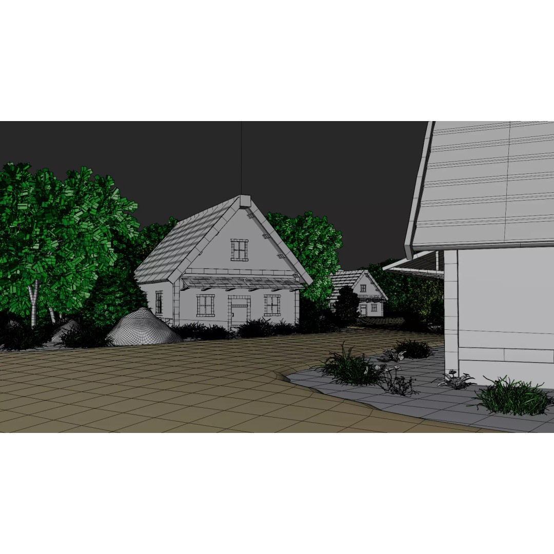 Village Landscape 3D Model – PBR Environment Scene for Blender - View 34