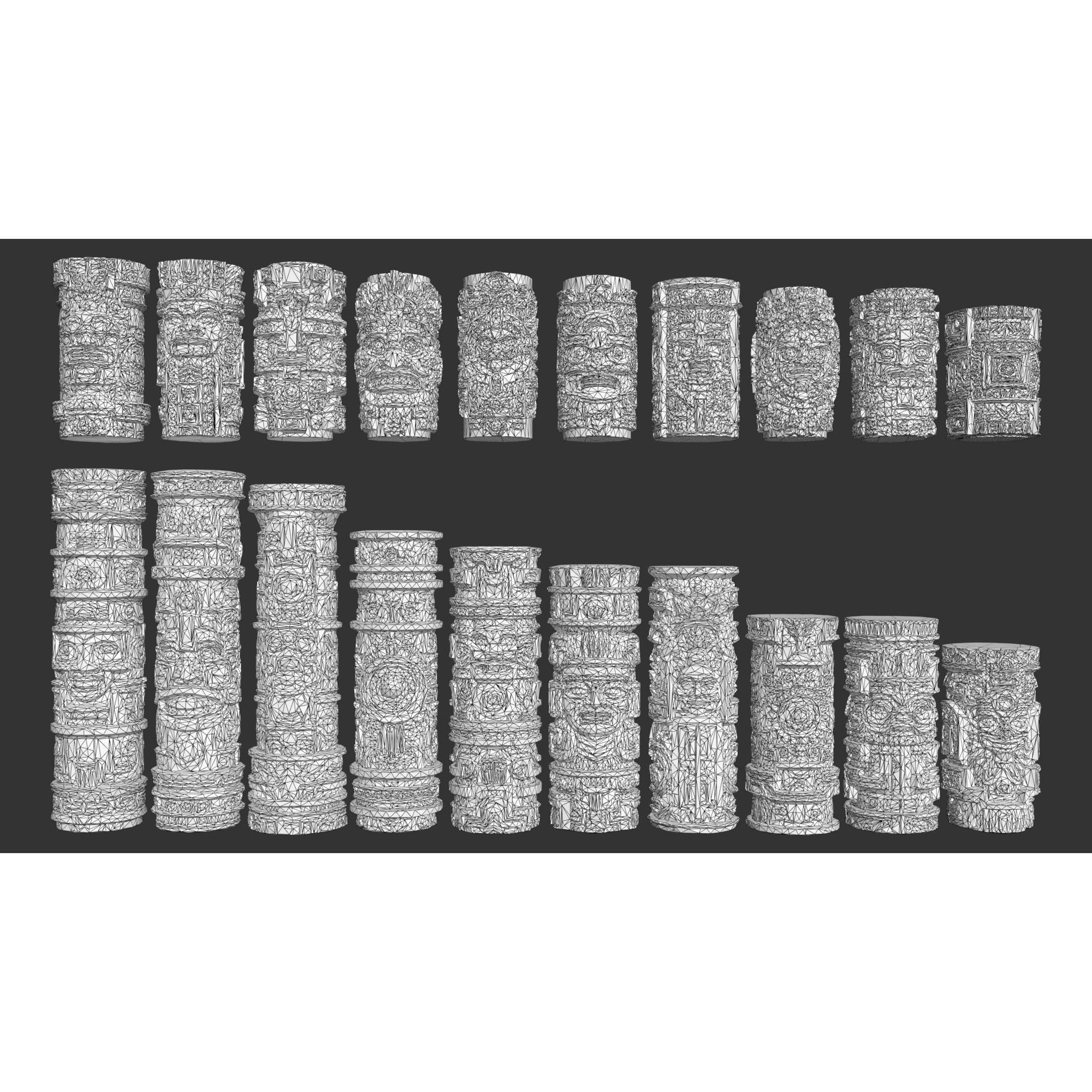 High Poly Mayan Columns - Game-Ready 3D Model