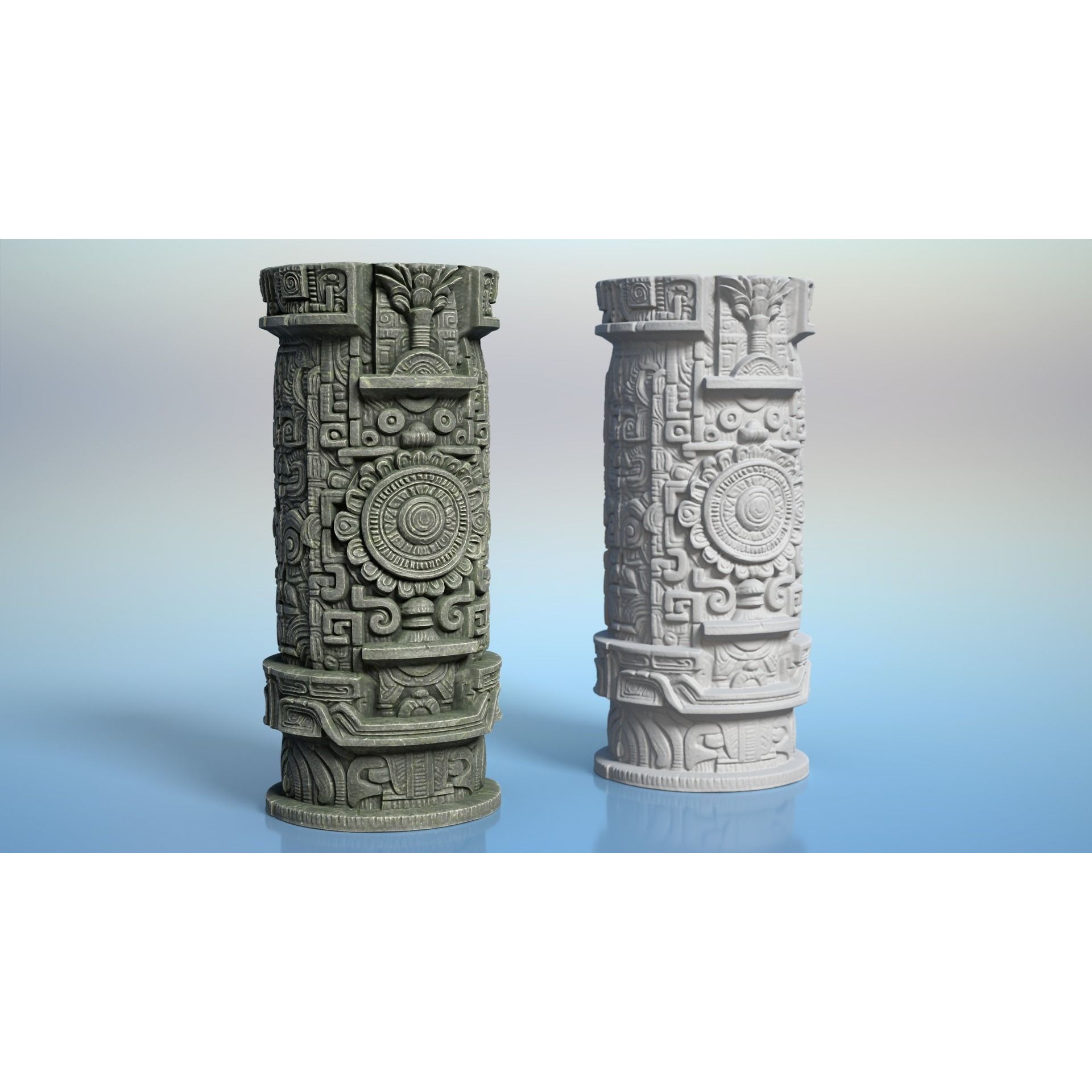 High Poly Mayan Columns - Game-Ready 3D Model - View 14