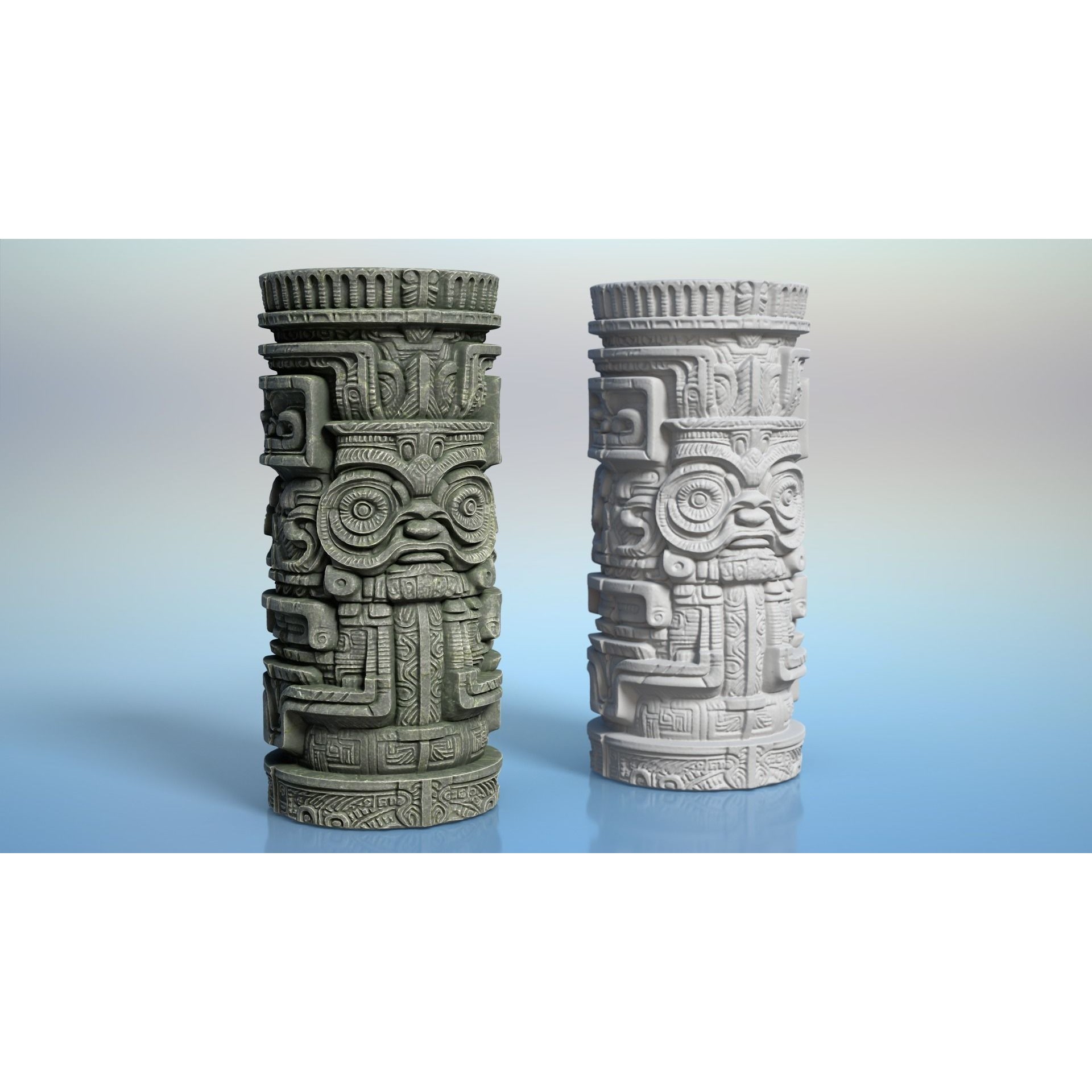 High Poly Mayan Columns - Game-Ready 3D Model - View 15
