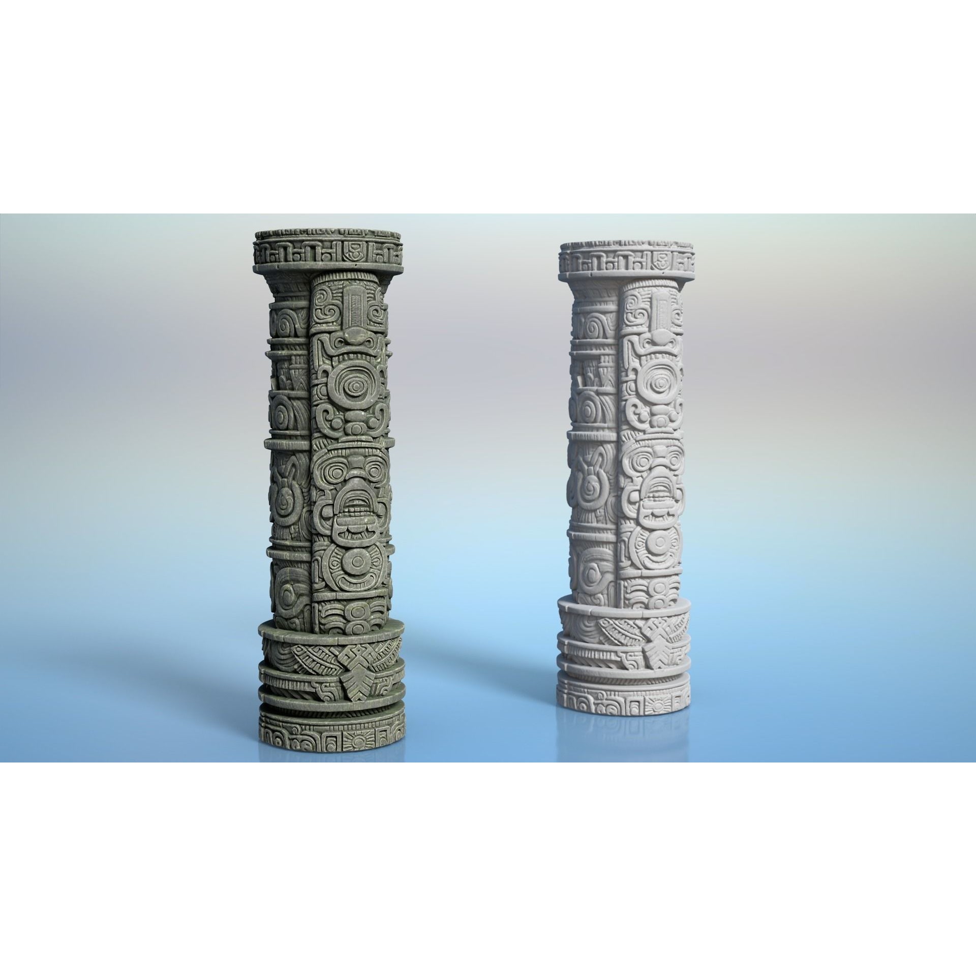 High Poly Mayan Columns - Game-Ready 3D Model - View 17