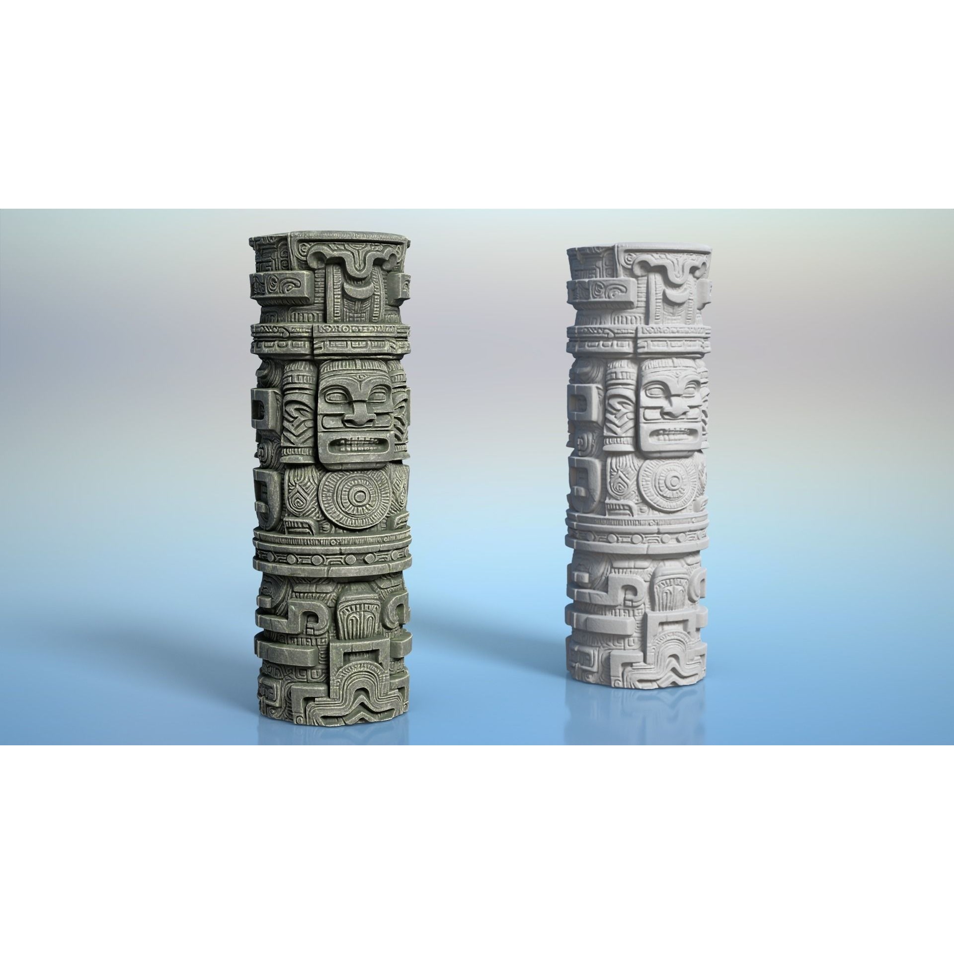 High Poly Mayan Columns - Game-Ready 3D Model - View 21
