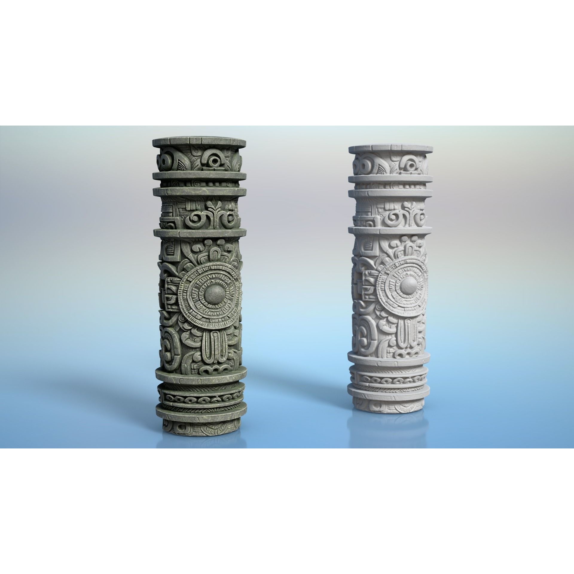 High Poly Mayan Columns - Game-Ready 3D Model - View 22
