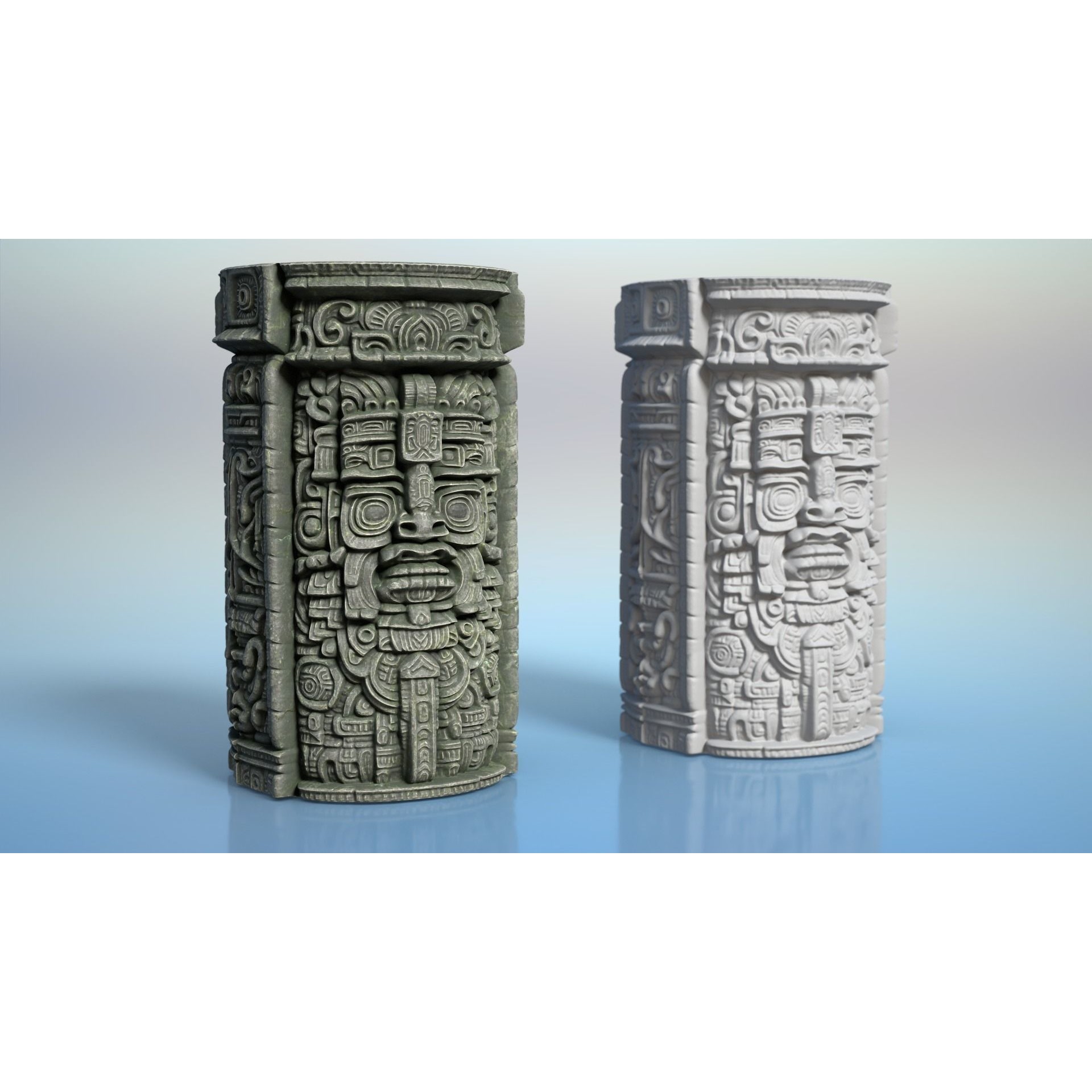 High Poly Mayan Columns - Game-Ready 3D Model - View 6