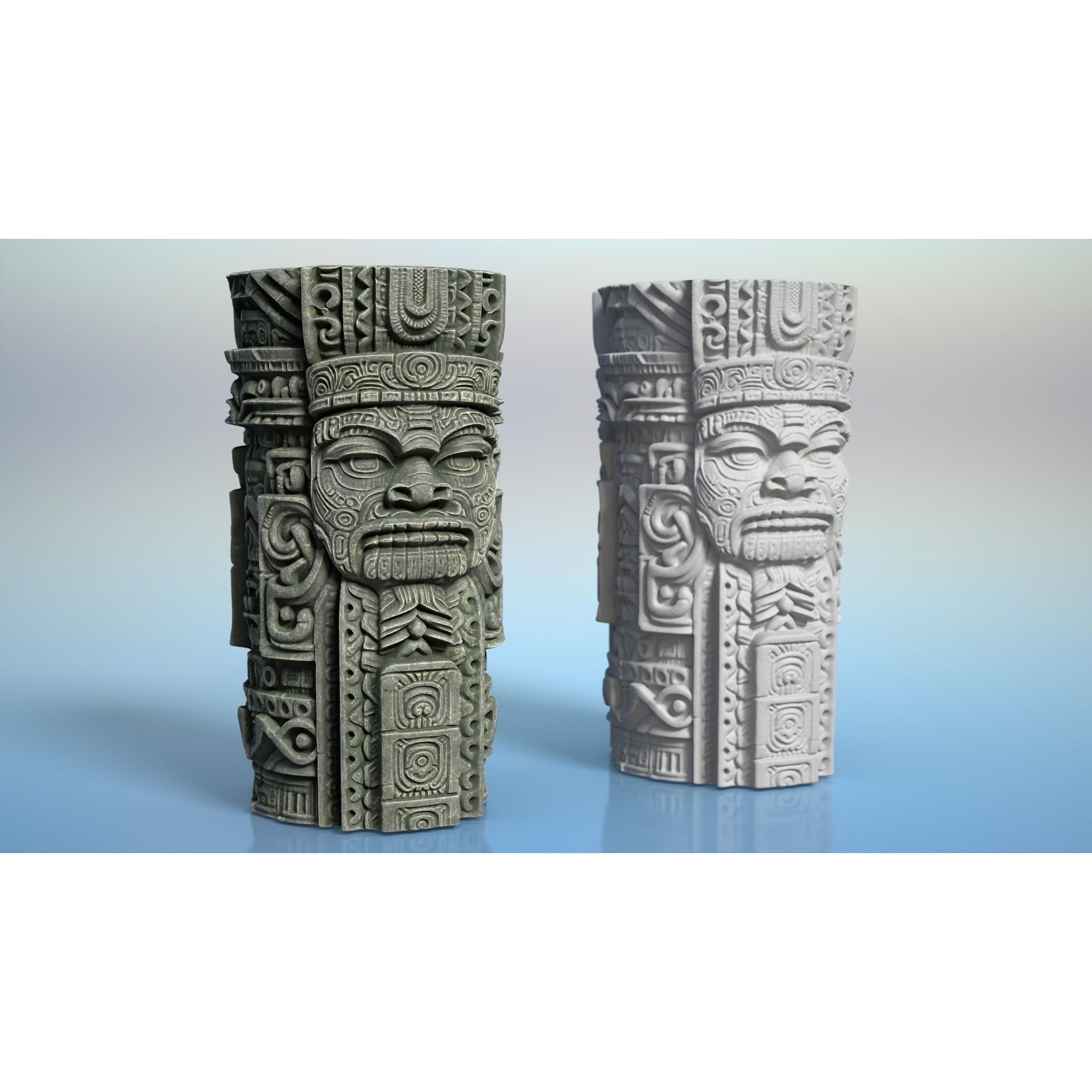 High Poly Mayan Columns - Game-Ready 3D Model - View 7