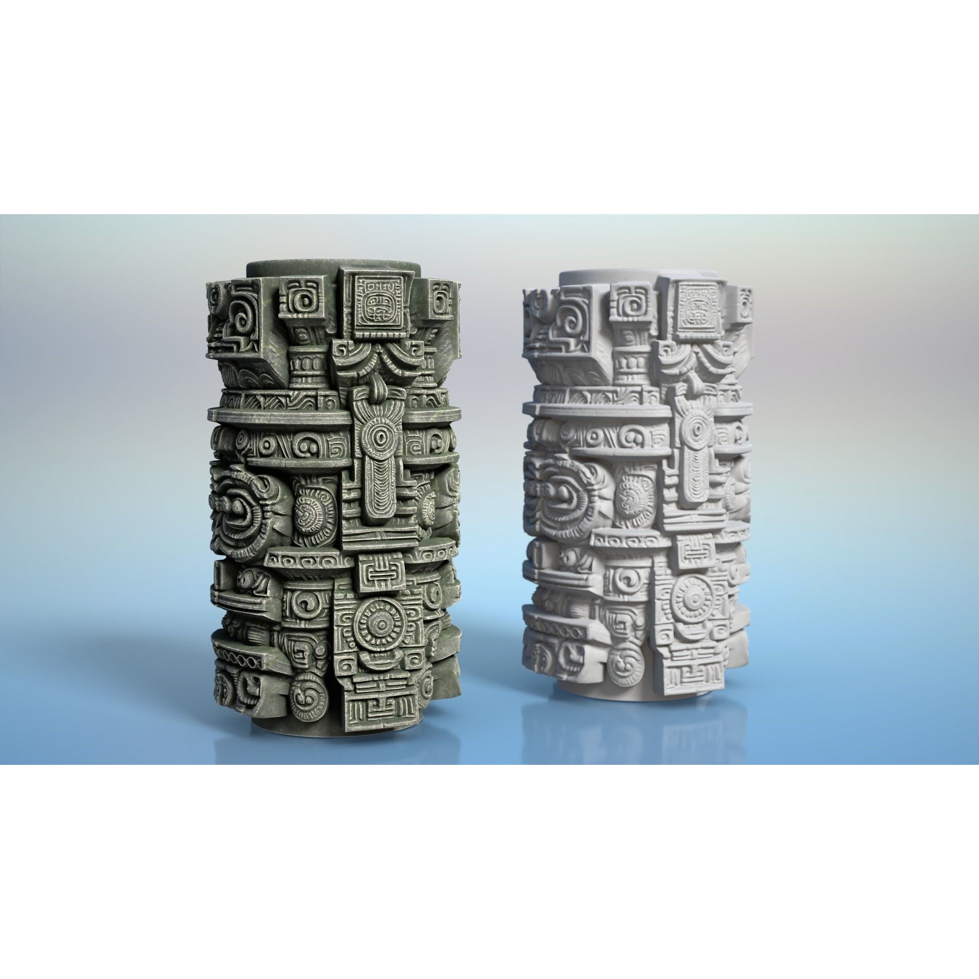 High Poly Mayan Columns - Game-Ready 3D Model - View 9