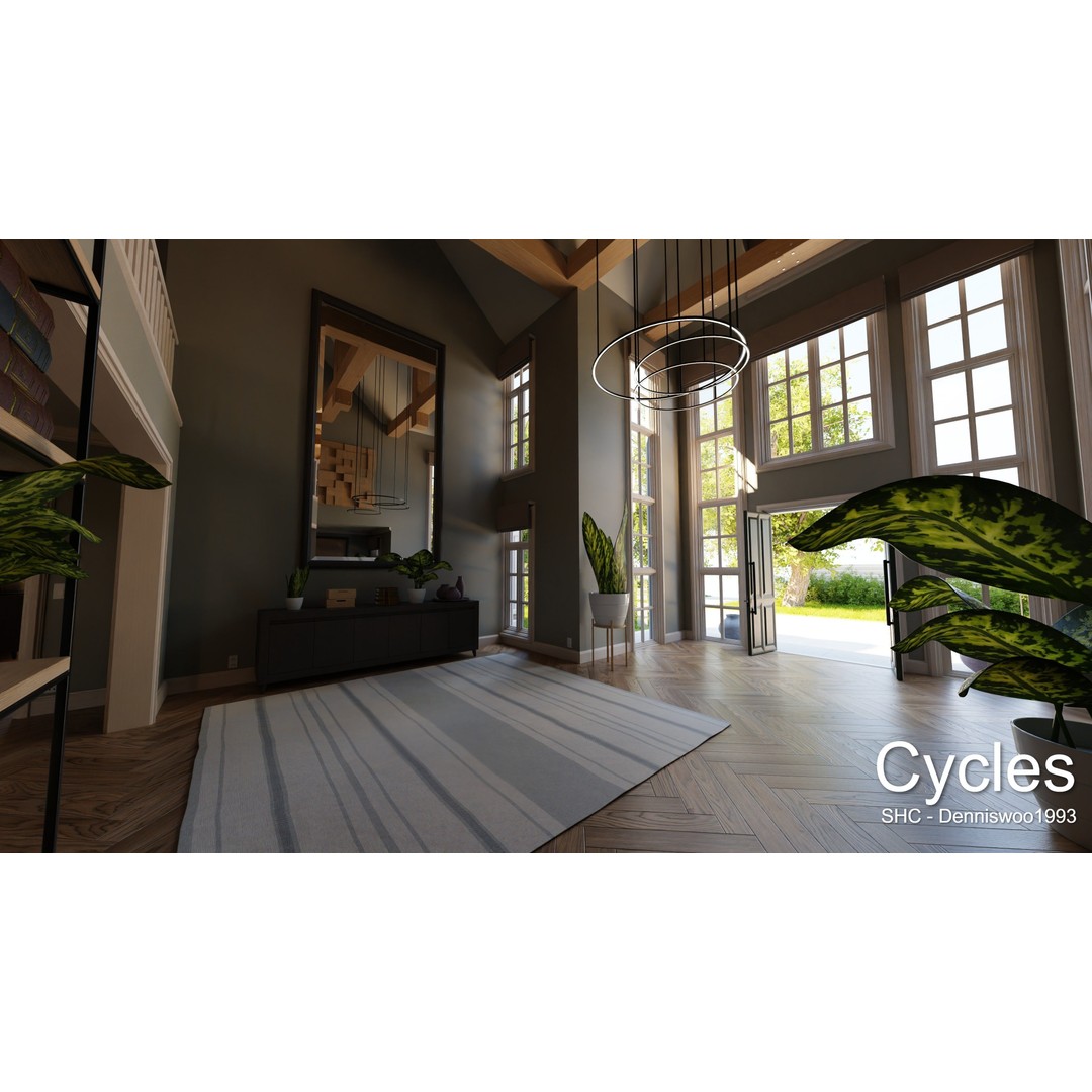 Large Mansion 3D Model – Classic Modern Villa with Animation, Blender - View 10